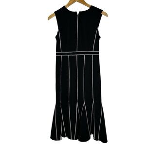 Calvin Klein Black and White Ruffled Sheath Midi Dress, Size 4